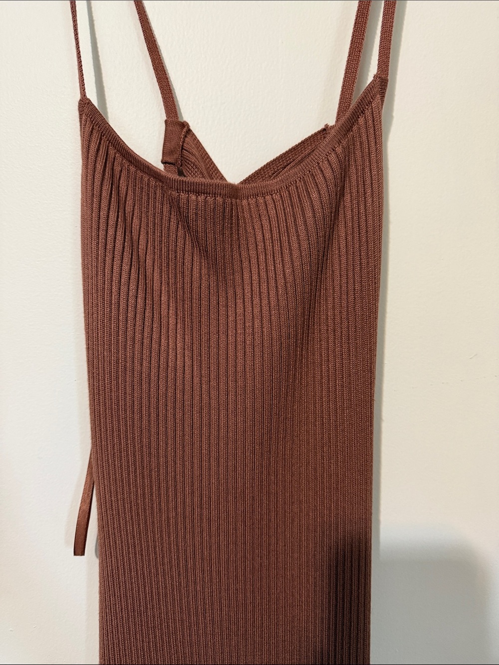 Abercrombie Ribbed Cross Strap Midi Dress in Mauve
